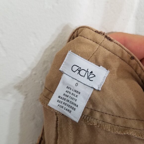 Cache Linen/Silk Wide Leg Crop Pants Size 0 - Picture 4 of 4